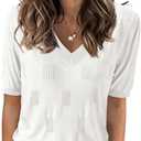 Arach&Cloz Women's Lightweight Spring Summer Sweater Tops Casual Short Sleeve Blouses Shirts, Size: X-Small (Off White)