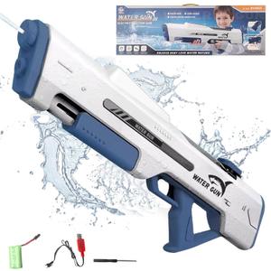 Electric Water Gun,Hand Self Integrated Automatic Water Suction Gun,Adult and Child Electric Water GunsSummer Pool Beach Outdoor Game Toys for Kids Age 8-12,4-8 (White)