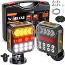Wireless Trailer Lights, Solar Rechargeable Magnetic Tow Lights | 180 Rotatable, 100FT Range, Turn/Brake/Running/Alert Modes, IPX6 Waterproof for Truck Boat RV Camper
