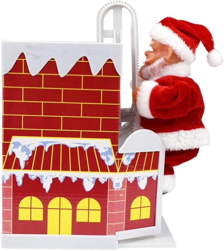 Christmas Electric Toy Climbing Chimney Santa Claus Musical Toy Dancing SingingSanta Claus for Children Kids Need to Assemble by Yourself Without Battery