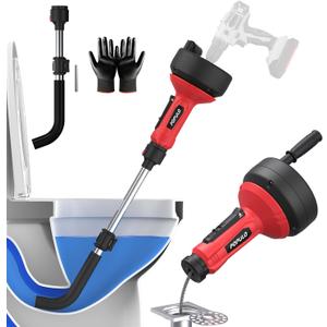 POPULO 17FT Auto Feed Drain Snake, Upgraded Toliet Auger for 3/4"-2" Pipe, Plumbing Hair Drain Clog Remover with Extension Tube for Toliet, Shower, Bathtub, Kitchen, Sink, 2025 PMDA-G2