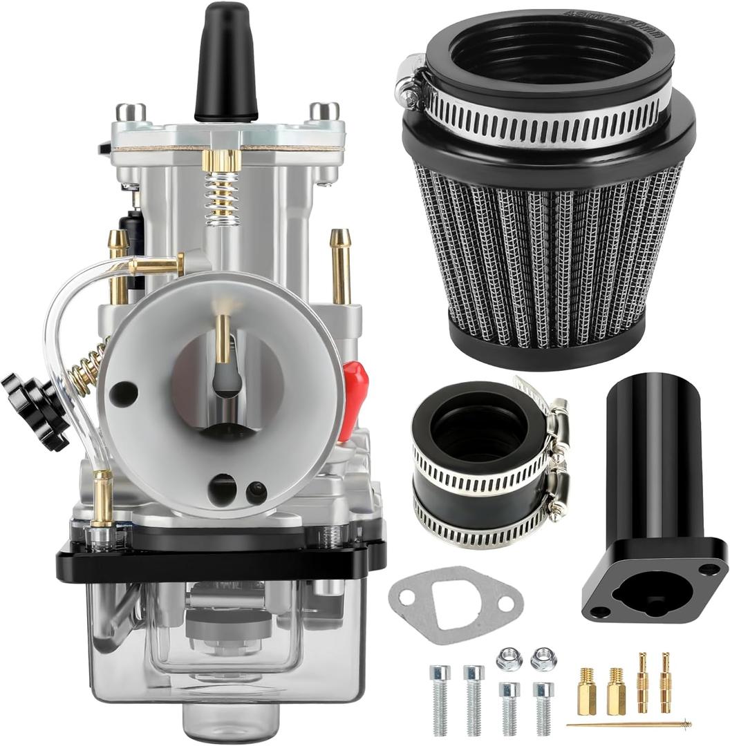 YOXUFA PWK 24 mm Carburetor Intake Pipe Assembly for Predator 212 224cc 196cc 200cc 6.5hp Engine Coleman CT200U BT200X Baja Warrior Trailmaster Mb200 GX200 Mini Bike Go Kart High Efficiency Parts (black)