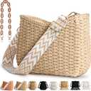 Straw Handbags Purses Crossbody Pocketbook Bag Casual Woven Beach Bags Summer Hobo Hippie Chic Tote Bags with Chain