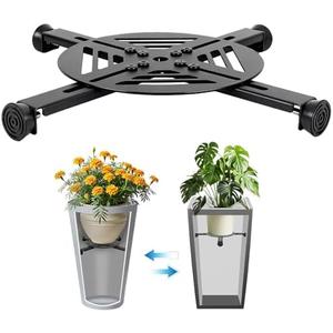 Adjustable Plant Risers for Inside Pots-100lb Heavy Duty Metal Plant Riser with Rubber Feet, Easy Assembly, Fits Round/Square/Tapered Pots, Indoor Outdoor Use (Adjustable Size Range:14-18"- 1Pack)