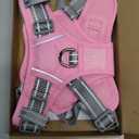 PHOEPET No Pull Dog Harness, Unique Colors Reflective Adjustable Dog Vest, with Soft Training Handle Metal Clips for Small Medium Large Dogs (Baby Pink Base & Grey Straps,M)