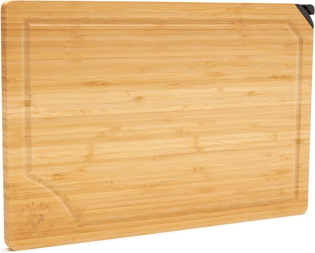 Luxury Extra Large Eco Friendly Cutting Board with Knife Sharpener and Anti Skid Protection
