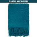 PAVILIA Teal Blue Knit Throw Blanket for Couch Bed, Soft Knitted Farmhouse Sofa Throw for Living Room, Lightweight Decorative Summer Throw Blanket for Chair, Outdoor Textured Boho Blanket, 50x60