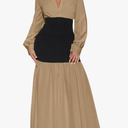 Ekaliy Women's Puff Long Sleeve Shirt Dress Elegant Button Down Loose Swing Party Maxi Dress Size L