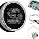 Electronic Gun Safe Lock Replacement, Zinc Alloy Keypad Gun Safe Lock with Solenoid Access,14 Ribbon Cable Motherboard & Reset Button Lock Set Chrome