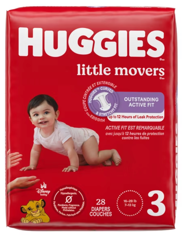 Huggies Little Movers Diapers Size 3, (3 Packs of 28) 84 Count 