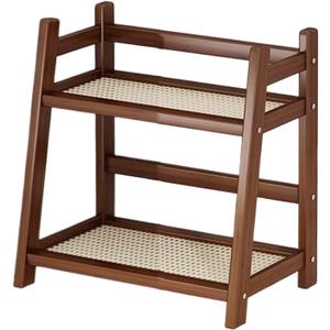 Cup Rack Organizer - Bar Counter Use Coffee Mug Holder, Two-Level Storage Shelf | Stylish Rattan Style Display, Compact Cup Stand for Desktop Water Bottle Home Indoor Mug Storage Setup