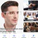 MARE AZZURO Oversized Square Reading Glasses Men Large Readers Big Face 1.00 1.25 1.50 1.75 2.00 2.25 2.50 2.75 3.00 3.50 4.00 5.00 6.00 (Transparent, 5.0)