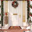 JarThenaAMCS 2Pcs Merry Christmas Door Mat Combo Set 16.5" x 29" Xmas Truck Imitation Coir Welcome Doormat with 23.6" x 35.4" Red Black Plaid Rug for Indoor Outdoor Home Bathroom Decor