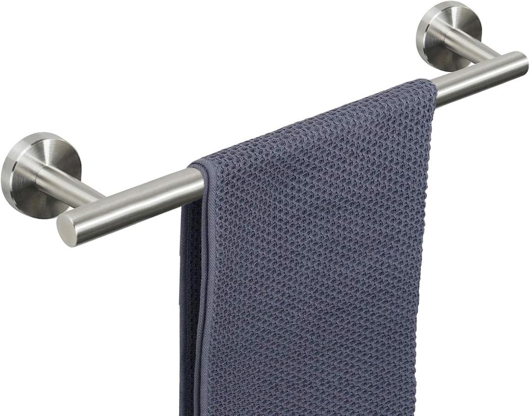 NearMoon Bath Towel Bar, Thicken Stainless Steel Shower Towel Rack Holder Wall Mounted for Bathroom, 16-lnch Overall Length-13-lnch Usable Hanging Space (1 Pack, Brushed Nickel)