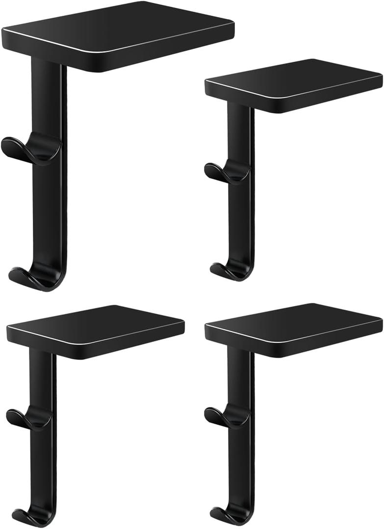 Mantel Hangers for Garland, Christmas Stocking Holders for Mantel Set of 4, Fireplace Garland and Stocking Holder  Black Metal Hooks with Non-Slip Protective Pad for TV Stand, Staircase, Dresser