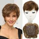 Hair Toppers for Women Hair Topper Short Pixie Cut Toppers Hair Pieces for Women with Thinning Hair Synthetic Toppers for Thin Hair Hair Topper Wiglets (Medium golden brown)
