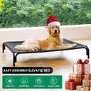 Elevated Dog Bed Raised Outdoor Dog Cot for Large Dogs, Installation Requires No Tools, Frame with Washable Cooling Breathable Mesh Anti-Slip Feet, Indoor Pet Bed, Black, 43.3 Inches