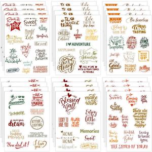 Laumoi 546 Pcs 24 Sheet Scrapbook Stickers Vintage Words Stickers for Journaling Inspirational Nice Words Sentences Waterproof Aesthetic for Family Water Bottles Laptop(Lovely Style)