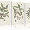 Green Botanical Wall Art Sage Plant Canvas Pictures Eucalyptus Wall Decor Vintage Leaves Prints Minimalist Leaf Poster Natural Artwork Gallery Painting for Farmhouse Bedroom 16x24x3 Inch Ready to Hang