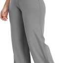 ESOFT Wide Leg Pants Women High-Waisted Yoga Work Dress Pants with Pockets, Casual Sweatpants, Petite/Regular (Gray, M)