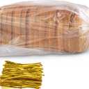 Bread Bags with Ties, Reusable,100 Clear Bags and 100 Ties, Bread Bags For Homemade Bread And Bakery Loaf Adjustable Reusable(100)