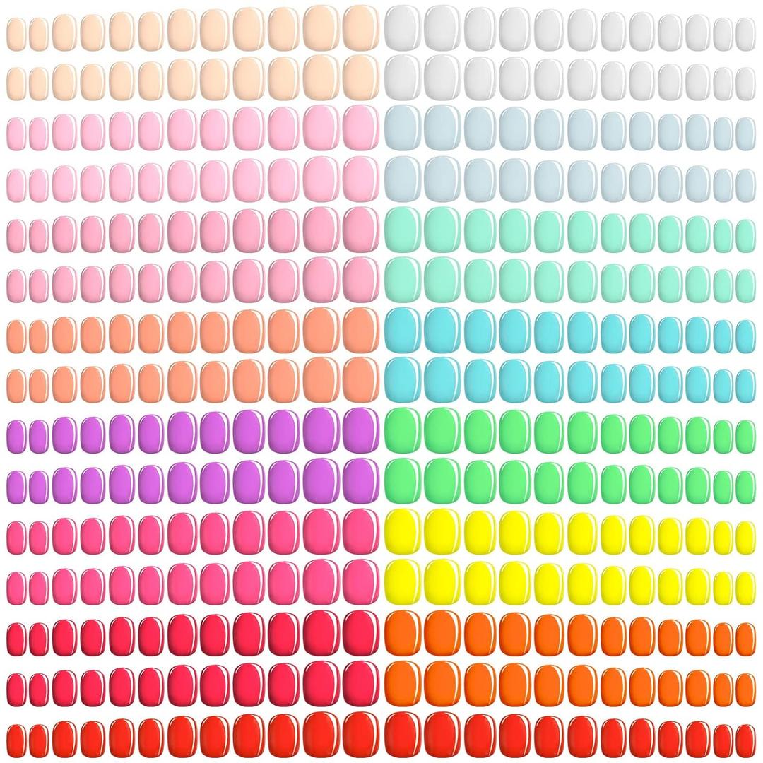 Honoson 720 Pieces Short False Nails Medium Square Artificial Fake Nails Full Cover Fingernails Coffin Press on Nails Glossy False Nails Tips for Women Girls DIY Nail(Stylish Colors)
