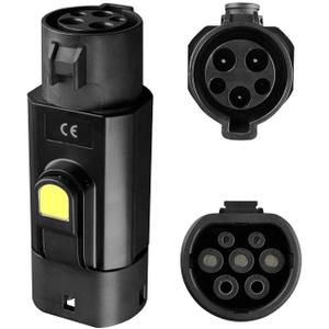EV Type 1 to Type 2 Adapter Electric Vehicle Charging Adapter Black SAE j1772 to IEC62196 EV Charging Adapter
