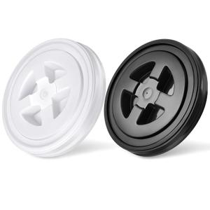 Jetec 2 Pieces 5 Gallon Bucket Lids Screw Cap Plastic Leak-Proof Screw Seal Lids of Chemical Food Coatings Storage Buckets 5 Gal Bucket Chicken Feeders Paint(White and Black)