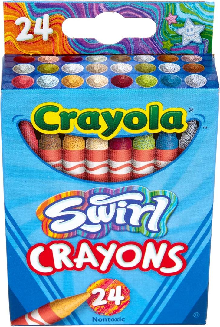 Crayola Swirl Crayons (24ct), Kids Crayons, Multicolor, Rainbow Coloring Supplies, Great for Kids Art Projects, Nontoxic, 3+, DIXON