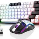 RedThunder K84 Wireless Keyboard and Mouse Combo, Rainbow Backlit Rechargeable Battery, 75% Layout TKL Ultra Compact Gaming Keyboard & Lightweight 3200 DPI Honeycomb Optical Mouse (White-Black)
