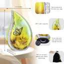 M MEILINXU Cremation Urns for Human Ashes Adult Female & Male, Urn for Ashes for Women & Man, Funeral Decorative Teardrop Urn, Yellow Butterfly and Flower, Large Tear Drop - Full Size