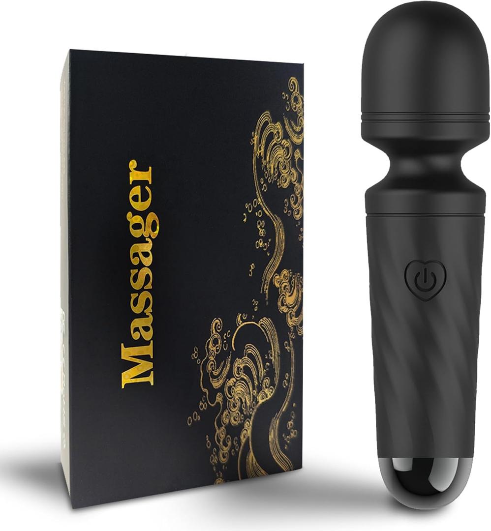 Rechargeable Mini Personal Massager with 10 Quiet Vibration Modes Cordless Handheld Massager for Neck Shoulder Back BodyBlack