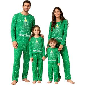 Radmire Matching Christmas Pajamas for Family Couples, XMAS Holiday PJs Sleepwear Set Long Sleeves and Pants Green Dad Small