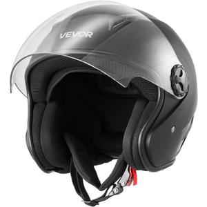 VEVOR Motorcycle Helmet, 3/4 Open Face, Adult Motocross Dirt Bike Helmet with Clear Visor, Comfortable Motorbike Racing Street with Detachable Liner for Men & Women, DOT Approved L