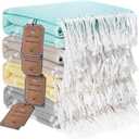 Genovega 4 Packs Turkish Beach Towels Vacation Essentials Quick Dry Sand Free Soft Absorbent Extra XL Large Big Blanket Adult Oversized Bath Pool Swim Towel Set Bulk Multipack Thin Sandless Fast (72 x 36 inch, 4 Pack Aqua Yellow Beige Dark Gray)