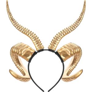 MOSTORY Antelope Horns Headband for Adult - Devil Horns Headband for Halloween Demon Horn Headband for Renaissance Cosplay (Gold)
