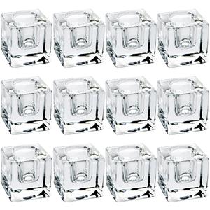 Aglary 11PCS Square Glass Taper Candle Holders for Table Centerpiece. Decorative Crystal Candle Stick Holder Sets. Candle Stand for Wedding, Dinning, Party