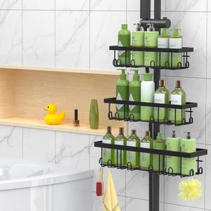 vorona Shower Caddy Hanging, 3 Tier Adjustable Rustproof Shower Organizer Hanging, Anti-Slip Buckle, Stainless Steel Shower Racks for Inside Shower with 8 Hooks, Shower Rack Bathroom Accessories
