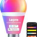 Lepro B1 AI Smart Light Bulbs - WiFi & Bluetooth RGBWW Color Changing LED Bulb Works with Alexa & Google Assistant, Personalized Al Lighting Designer, AI Voice Control, Music Sync, 2.4GHz Only, 1 Pack