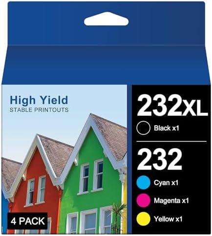 232XL Ink Cartridges for Epson Printer Remanufactured for Epson 232XL Ink Cartridges Combo Pack for Expression Home XP-4200 XP-4205 Workforce WF-2930 WF-2950 XP4200 WF2950 (4 Pack)
