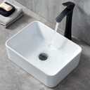 14 x 10 Inch Small Bathroom Vessel Sink, 14 Inch White Above Counter Rectangular Ceramic Vessel Sink, Modern Porcelain Small Above Countertop Art Basin Vanity Sink Lavatory Wash Hand Basin