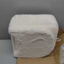 GREENSTELL Small Vanity Stool Chair with Storage and Folding Back, 13.4" x 15" x 30" Square Faux Fur Soft Ottoman, 4 Metal Legs with Anti-Slip Feet, Furry Padded Seat for Makeup, Bedroom, White