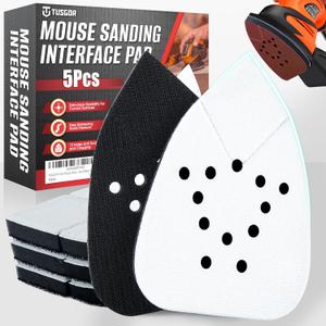 5 Pack Mouse Detail Sanding Interface Pad Hook and Loop - Black and Decker Mouse Sanders Sanding Pads with 12 Holes Foam Interface - Detail Sander Pad for Flexibility & Balancing Pressure