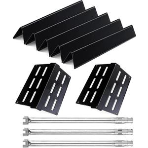Flavorizer Bars Heat Deflector Burner Tube Set Kit for Weber Series E310 E320 E330 EP310 EP320 EP330 with Front Control Knob 7620-7622-62752, Porcelain Steel Grill Replacement Parts (8L" x 4W")