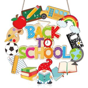 3D Back to School Wooden Wreath Welcome Sign for Classroom Decor