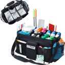 Large Cleaning Supplies Organizer-Cleaning Caddy Organizer With Handles & Shoulder Strap-Cleaning Bags for Cleaning Suppliers-Housekeepers Wearable Cleaning Tote Upgraded (Black)