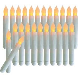 Set of 24 Flamelesss LED Taper Candles with Warm Yellow Flickering Flame Light, Battery Operated Floating Candles, Handheld Electric candlesticks for Fireplace Church Party Christmas