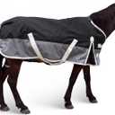 Winter Blanket for Mini Horse, Pony, Donkey, Llama, Alpaca, Small Equine- 220g Filled Medium Weight Winter Horse Blanket - 1200D Water Resistant (45'') (Black and Gray)