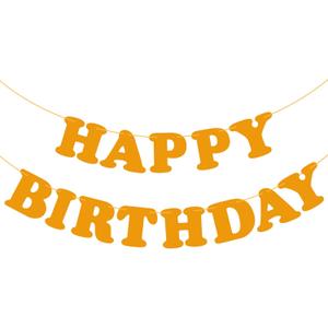 Orange Happy Birthday Banner Sign for Walls, Doors, Backdrops, Yards and Indoor/Outdoor Decorations