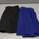 Neer 2 Pack Women's Casual Mini Skater Skirts, Stretchy Flared High Waist a Line Pleated Versatile Basic Skirts with Shorts(Royal Blue, Black, Large)